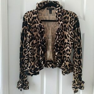Cheetah print ruffled sweater size med